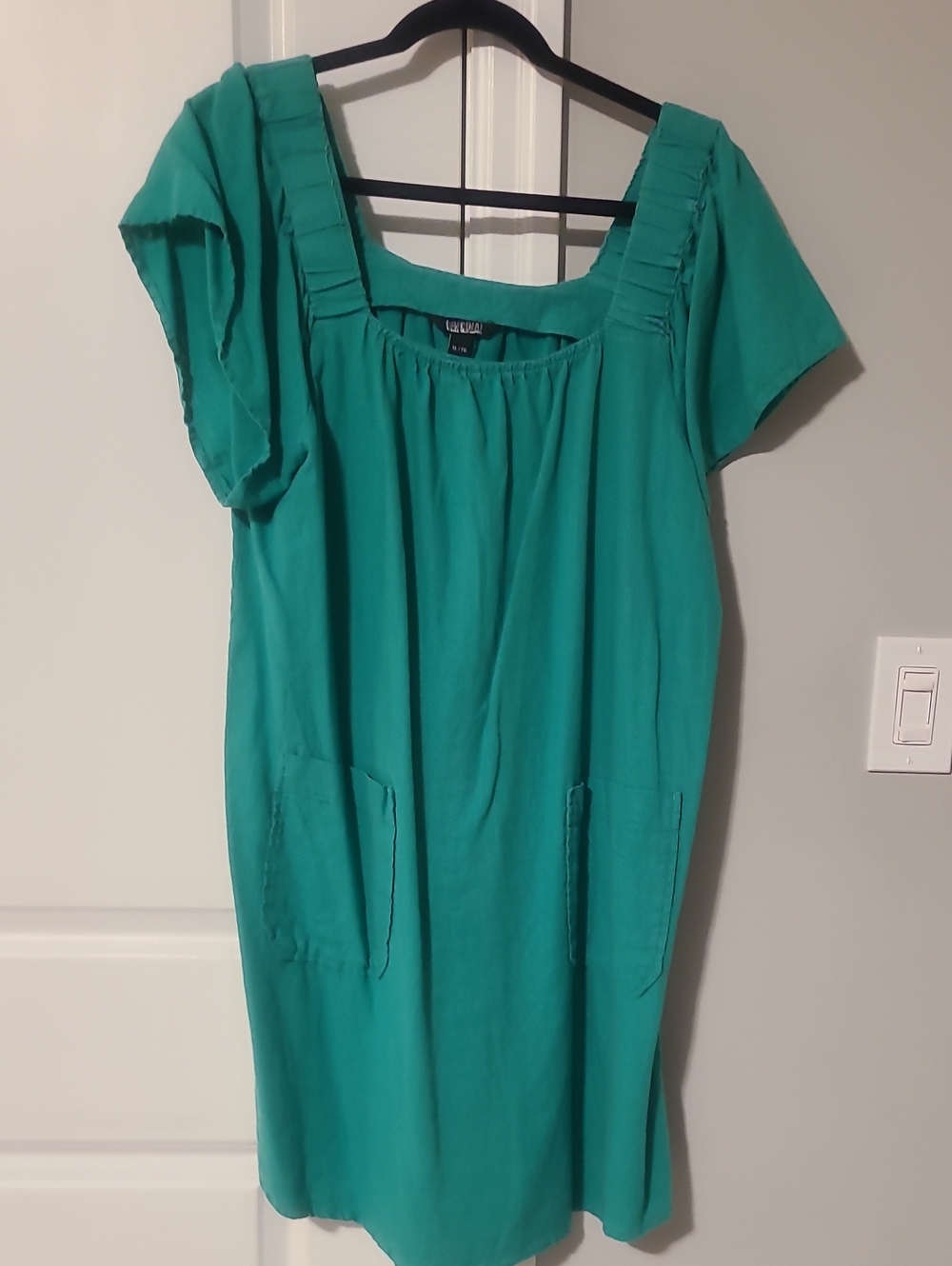 LuLaRoe Teal Square-Neck Midi Dress with Pockets